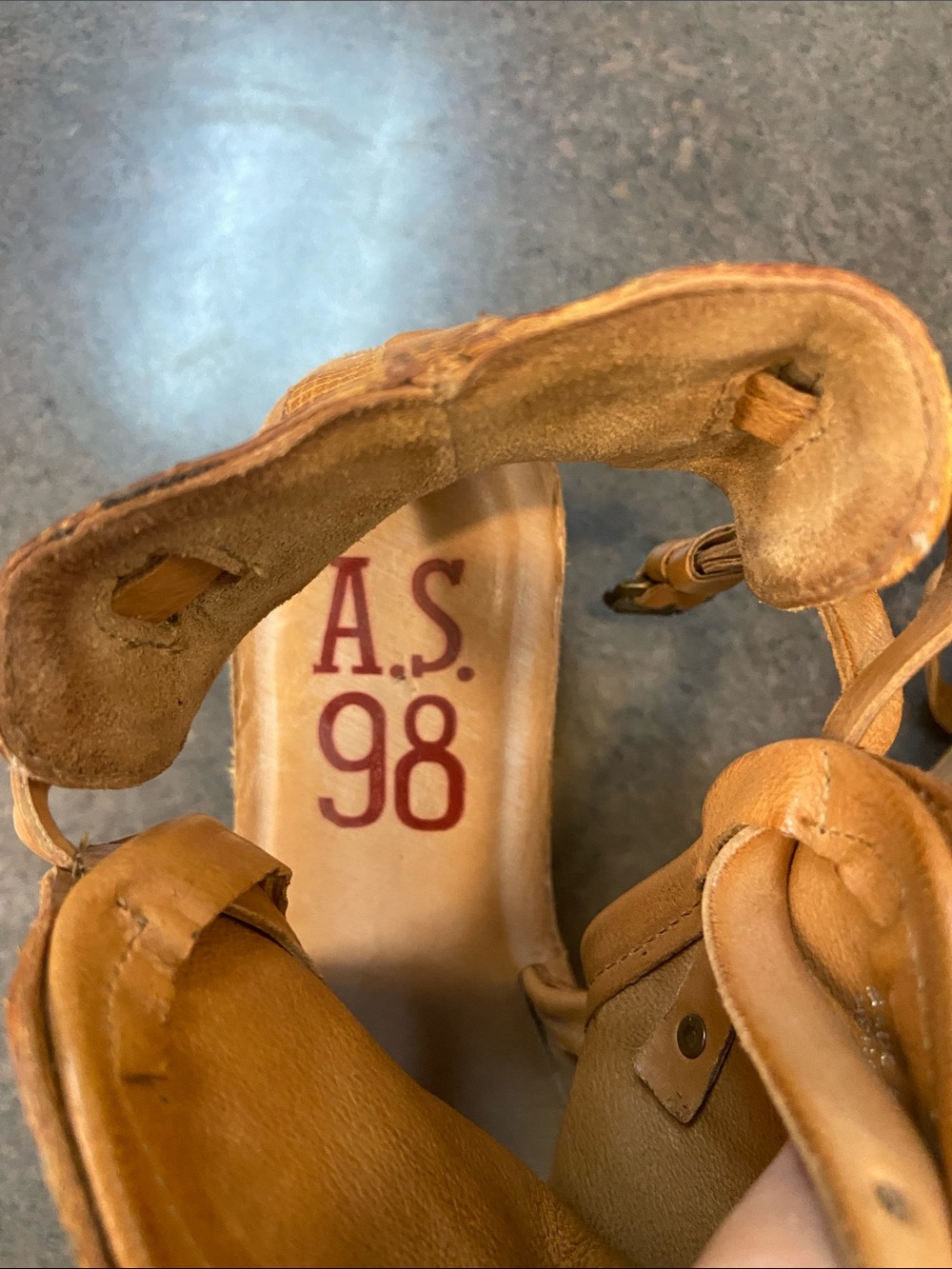 A.S.98 Cognac Open-Toe Wedge Sandal Boots - Picture 4 of 6